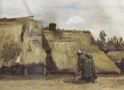 Vincent Van Gogh Cottage with Woman Digging (nn04) Norge oil painting art